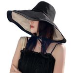 Drolasa Women Wide Brim Sun Hat Floppy Sun Visor UV Protection Beach Hat Breathable Summer Bucket Hat UPF 50 Fishing Hats (Cotton, Black)