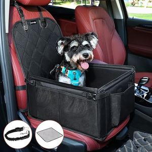 KYG Dog Car Seat Extra Stable Waterproof Puppy Car Seat Non-Slip,Scratch Proof Pet Car Seat Dog Booster Car Seat for Back and Front Seat Suitable for Small Dogs (Black)