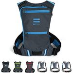 FITLY Minimalist Running Pack | Unisex Running Backpack with Phone Holder, Storage & Thoracic Belt | Carry Personal Items | Running Gear For Men & Women | Lightweight running water backpack (Emerald Blue, XS-S)