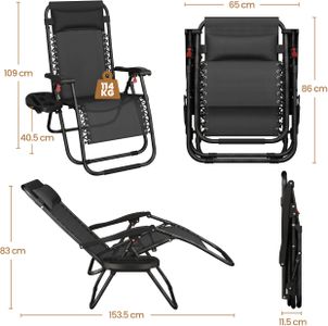 Yaheetech Zero Gravity Recliner Chairs Set of 2 – Adjustable Outdoor Loungers, Black