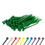 Gocableties Small Green Cable Ties, 100mm x 2.5mm, Pack of 100, 4” Premium Nylon Zip Ties, Plastic Tie Wraps, Secure Self-Locking Mechanism, for Home, Garden, Office and DIY