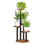 Bamworld Plant Stand Corner Wood Plant Shelf Indoor Small flower Stand Holder Outdoor Metal Tiered Plant Table for Window Balcony Living Room Gardening (4 Tier)