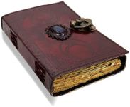 PRASTARA Blank spell book of shadows journal with lock clasp prop vintage handmade leather third eye stone diary embossed triple moon prayer pagan unlined paper witchcraft wiccan notebook daily 7 x 5 Inches.