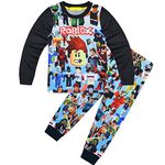 DYWPYCLQ Kids Boys' Pyjama Sets Fashion Sleepwear T-shirt+Pants 2 sets Game Cartoon 3D leisure wear Girls' clothing 9-10Years Black