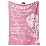 Craftique Anniversary Day Gifts for Her, Blanket with Rose Print, Gifts for Girlfriend, Wife Birthday Gifts, Christmas, Valentines Day Gifts for Women, I Love You Blanket, 60" * 50"