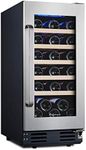 Kalamera 15'' Wine Cooler 30 Bottle Built-in or Freestanding with Stainless Steel & Double-Layer Tempered Glass Door and Temperature Memory Function