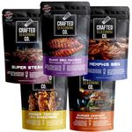 Gift Set of 5 Seasoning Blends for Grill & BBQ, Gift for Guys, Dad, Men & Women, Meat Rubs and Spices for Grilling, Made in Canada by Crafted Seasoning Co. BBQ Spices And Rubs Gift Set. BBQ Lover Gifts Grilling Smoker Spices And Rubs Gift Set.