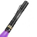 Alonefire SV80 Mini 3W UV Torch 365nm Portable Ultraviolet Black Light Very Small Flashlight for Minerals, Pet Urine Detector, Money Detection with 2 PCS AA Battery