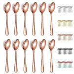 Evanda Rose Gold Teaspoons 12 Pieces, Rose Gold Titanium Plating Stainless Steel 14cm Tea Spoon, Cutlery for Tea, Coffee, Cake, Dessert and Salad, Dishwasher Safe