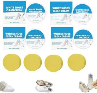 HISKI White Shoe Cleaner Cream,Multipurpose No-Wash Solid Comes With Sponge,White Shoe Cleaning Cream Erasers (4PCS)