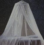 Bed Canopy with Fluorescent Stars & Moon Glow in Dark Bed net for Baby, Kids, Girls Or Adults, Canopy Bed Curtains to Cover The Baby Crib, Queen Size,Full Size,King Size Bed