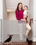 MOXTOYU Retractable Stair Gate for Baby and Pets, 180cm Extra Wide Safety Gate, 89cm Tall Baby Gate, One Handed Silent Operation Stair Gate for Dogs, Stairs, Outdoor, Doorways, Hallways, Indoor -Grey