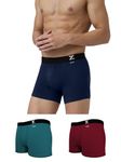 XYXX Cotton Relaxed Solid (Pack of 3) (Aero Trunks for Men Combo_Dark Maroon+Legion Blue+Black Iris_L)