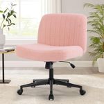 Bosmiller Office Chair Armless Desk Chair with Wheels, Fabric Padded Wide Seat Home Office Chairs, 120° Rocking Mid Back Cute Computer Chair for Bedroom, Vanity, Makeup