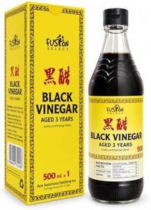 Fusion Select 500ml Chinese Black Vinegar - Authentic Chinkiang Black Vinegar for Cooking, Sauces, Dressings - Zero Artificial Color & Flavors - Aged for 3 years - Kitchen Condiments & Ingredients