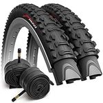 Fincci Set Pair 26 x 1.95 Bike Tyre 50-559 Foldable 60 TPI Tyres with Schrader Valve Inner Tubes for MTB Mountain Hybrid Bike Bicycle (Pack of 2)