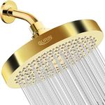 GURIN Shower Head High Pressure Rain, Luxury Bathroom Showerhead with Gold Plated Finish, Adjustable Angles, Anti-Clogging Silicone Nozzles