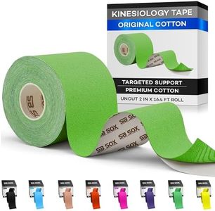SB SOX Original Cotton Kinesiology Tape Roll – Best Latex Free Athletic Tape for Muscles/Joints – Waterproof, Stretchy, and Gentle on Skin (16ft) (Green)