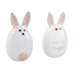Mud Pie Bunny Salt and Pepper Set, 2" dia x 3.5", WHITE