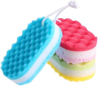 Esponja de espuma de baño suave Exfoliante Esponja de ducha corporal Esponjas de fibra de doble cara con 3 colores diferentes para mujeres y hombres Suministros de limpieza corporal (3)