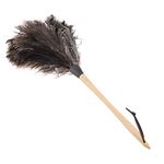 Ostrich Feather Duster, 22'' Super Soft Handmade Washable Non electrostatic Ostrich Duster Easy Efficient Dusting with Wooden Handle (Brown)