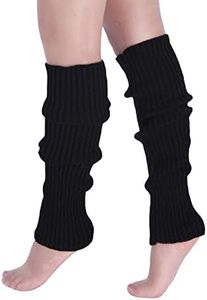 Milumia Women's 1 Pair Ribbed Knit Leg Warmers 80s Boot Long Socks Black One Size