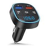 【Upgraded Version】Clydek FM Bluetooth Transmitter Car, Bluetooth Car Adapter with Dual USB Charge Port, Radio Audio MP3 Player Car Charger Support Hands-free Calling, USB Drive, SD Card (Black)