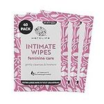 HEROLIFE Intimate Wipes Feminine Care, Plant-Based, 4 packs of 25 Cleansing Wipes, Extra-Large size 7.1” x 7.5” Biodegradable wipes formulated with Plant-derived ingredients (40 wipes total) (40)