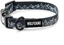 Wolfgang Adjustable Dog Collar for Small Dogs, Durable & Easy to Clean Nylon Dog Collar with Quick Clip Buckles, for Training & Daily Use Made in USA, WolfMtn Print, (5/8 Inch x 8-12 Inch)