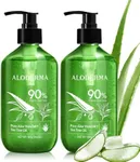 Aloderma Organic Aloe Vera Gel for Skin + Tea Tree Oil, Made within 12 Hours of Harvest, Soothing Pure Aloe Vera Gel for Face, Works Great for Scalp & Aftershave, All Natural Aloe Gel - 300ml x 2btls