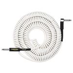 SONICAKE Coiled Guitar Cable 32 Feet/10M Instrument Cable for Electric Guitar Bass 1/4" Right Angle to Straight White