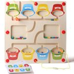 Kidology Magnetic Color & Number Maze Puzzle, Montessori Toys for 3+ Year Old, Wooden Magnet Board Counting & Color Sorting Toddler Activities (Wooden Magnetic Maze + Cards)