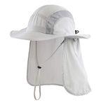 Magracy Outdoor Men's UPF 50+ Sun Protection Safari Hat Summer Wide Brim Sun Hat with Neck Flap Fishing Hat Light Grey