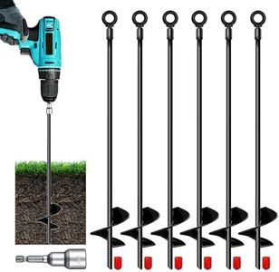 DOKOLES 18" Ground Anchor Kit 6pcs, 3" Extended Helix Diameter Earth Anchor, Heavy Duty Spiral Earth Anchors Shed Anchor Hook for Camping Tent, Car Ports, Sheds, Swing Sets, Canopies, Securing Animals