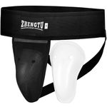 ZHENGTU Groin Protector Cup Kickboxing, Boxing, Muay Thai, MMA, Sparring Groin Guard, Jockstrap Karate Training, BJJ Protection, Baseball, Soccer, Basketball Removable TPE Cup with Silicone (BLACK, M)