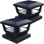 BRIGHTICONIC Solar Post Cap Lights Outdoor for 3x3, 4X4 Posts - Brightest Square Light Cap for Fence, Deck Rechargeable Lithium Batteries - Real Estate Sign Posts for Porch and Exterior Decor 2 Pack