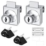 2 Pack Glass Cabinet Lock Single Glass Door Locks Display Cabinet Replacement Locks for 5-8mm Glass Door Separate Key Without Drilling, Zinc Alloy (with 4 Keys)