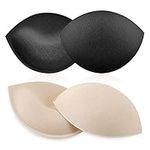 WLLHYF 2 Pairs Bra Pads Inserts Upgraded Breast Enhancers Women Invisible Bra Push Up Pads for Yoga Sports Bra Fits AB, C, D Cup Reusable (skincolor+black)