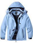 Wantdo Women's Plus Size Ski Jacket Winter Waterproof Snow Hooded Coat Blue 4X