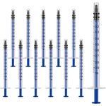 12 Pack 1ml Plastic Syringes With Luer Slip Tip, Individually Sealed with Measurement for Refilling and Measuring Liquids, Scientific Labs Experiment, Feeding Pets, Oil or Glue Applicator (No Needle)