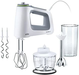 Braun MultiMix 5 HM 5137 Handmixer – Handrührgerät mit stufenloser Geschwindigkeitsregelung, inkl. Schneebesen, Knethaken, Pürierstab, Zerkleinerer und 600 ml Mix- und Messbecher, 750 Watt, weiß