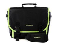 New TGC ® Messenger Style TGC Padded Carry Case Bag for The Audiovox PVS6360 Kids 6.2-inch Portable DVD Player (Jet Black with Green Trims)