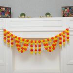 RR Crafts Indian Handmade Artificial Marigold Toran Flowers for Decoration Long for Door Decoration Toran Genda Phool for Wedding/Festivals|40 Inches | Yellow + Orange| Pack of 1 | Export Quality