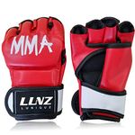 Luniquz MMA Gloves Kids Junior Sparring Grappling Punching Bag Gloves for Boys Girls Martial Arts Boxing Training, Red