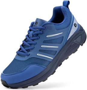 FitVille Extra Wide Sneakers for Men with Wide Toe Box, Lightweight Trail Running Shoes for Diabetic Men, Flat Feet, Heel Pain & Plantar Fasciitis Relief Navy Blue