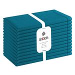 UniQloth Set of 12 Hemstitch Cloth Dinner Napkins Cotton - Soft Durable Washable - Ideal for Farmhouse Party Wedding Christmas Easter - Perfect Everyday Use Table Linen Cloth Napkins 18x18 Teal