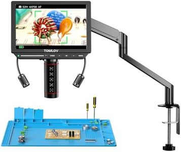 TOMLOV Autofocus 4K Digital Microscope: 8" TM4K-AF Flex Arm HDMI Micro Soldering Microscopes for Adults, Side Lights Coin Microscope, 52MP LCD Microscopes with Screen, Electronics Repair Mat, 64G
