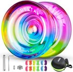 MAGICYOYO Crystal Yoyo K2 Responsive Yoyo for Kids, Professional Yoyo for Beginners, Tricolor Dual Function Yo-Yo with 12 Yoyo Strings, Yoyo Case Bag + Yoyo Accessory Kit (Blue Pink Yellow Gradient)