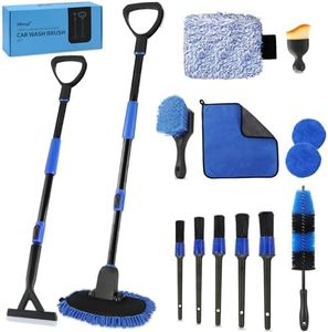 Mionyl Car Wash Brush Mop Set with Long Handle and Squeegee Car Detailing Kit Interior Cleaner Kit - Sponge, Wheel Brushes, Microfiber Towel for Car, RV, Truck, Vehicle, Boat, Wall