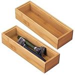 mDesign Set of 2 Storage Box for The Bathroom – Practical Bamboo Box for Bathroom Accessories – Wooden Box for Makeup, Razors, Lotions etc. – Natural